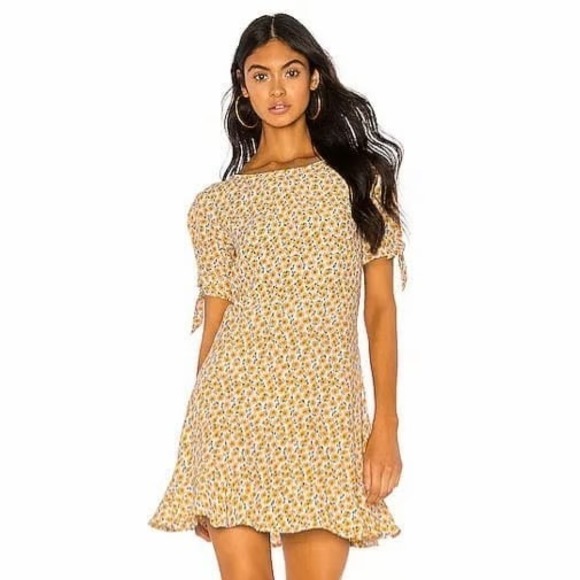 Faithfull the Brand Dresses & Skirts - Faithfull The Brand Daphne Floral Print Dress Yellow White Tie Sleeve Size 6/M